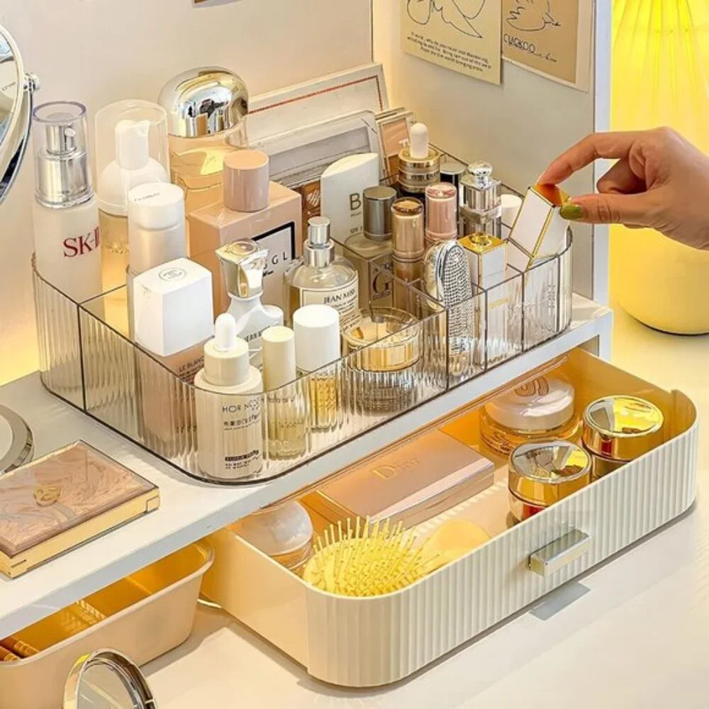 New Stackable Makeup Organizer, Cosmetic Display Case for Vanity, Dresser & Room